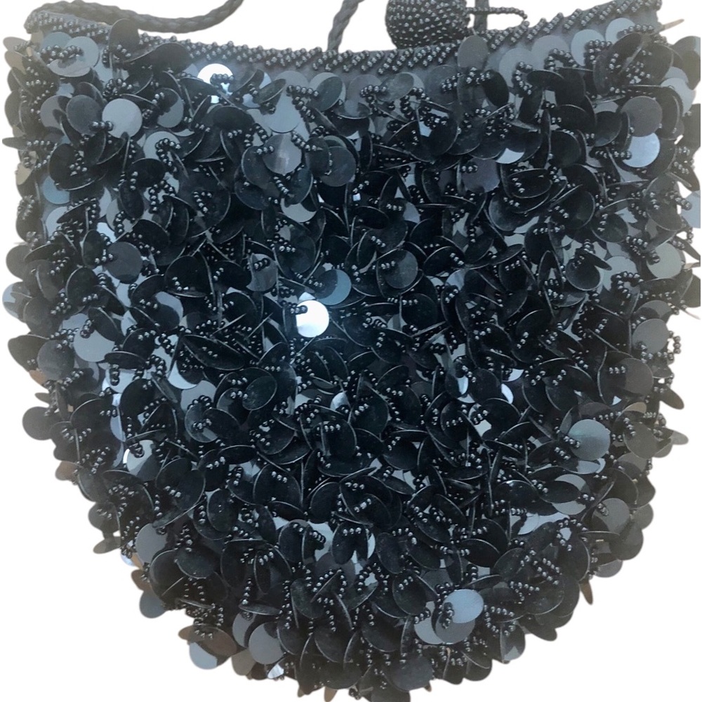 Black Beaded & Sequin Evening Pouch